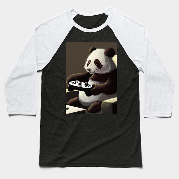 Panda mit Controller Baseball T-Shirt by maxcode